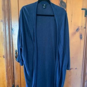 Blue long slight cocoon cardigan